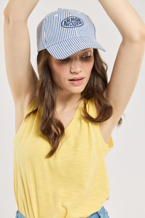armor-lux-d-bardeur-femme-col-v-slub-coton-blanc image 3