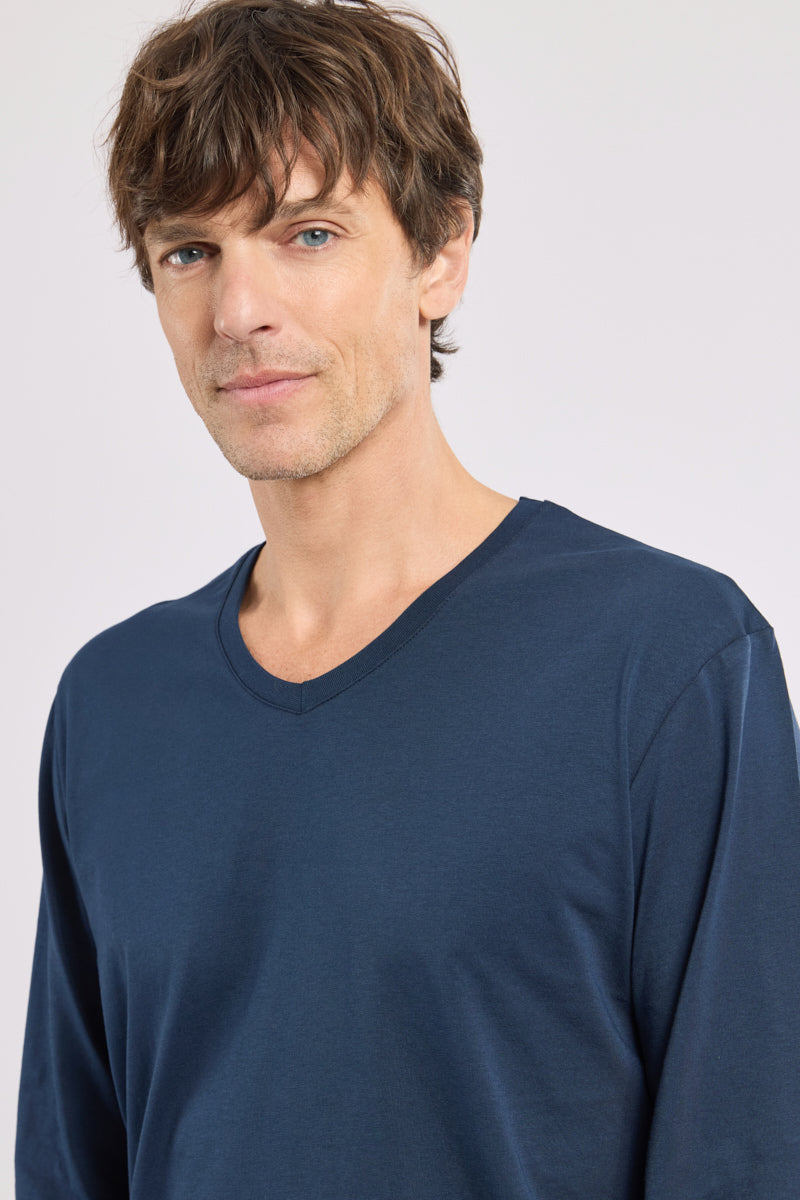 armor-lux-pyjama-homme-coton-haut-uni-pantalon-imprim image 2