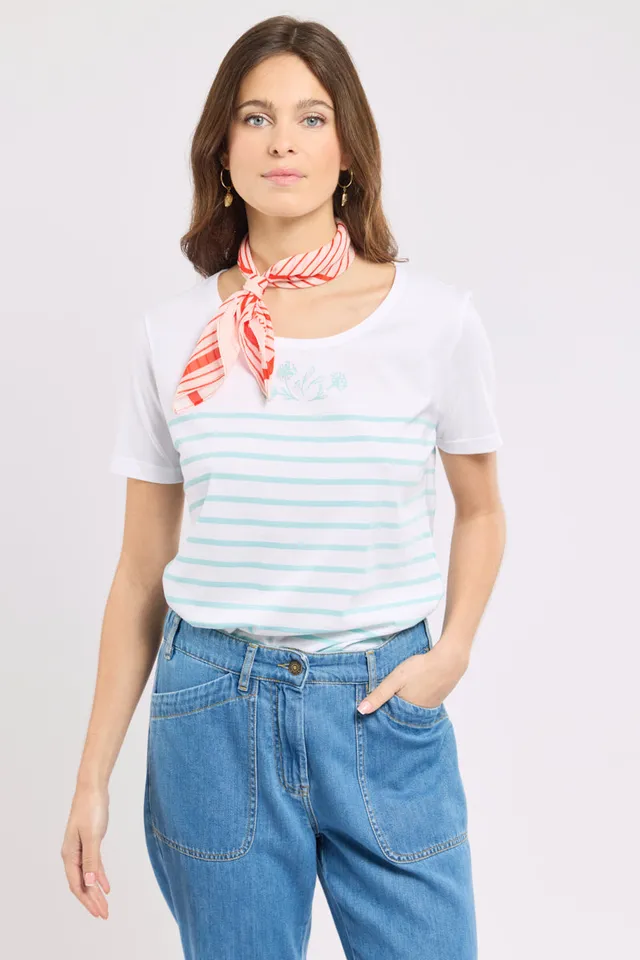 armor-lux-marini-re-fleurs-femme-coton-l-ger-manches-courtes image 1
