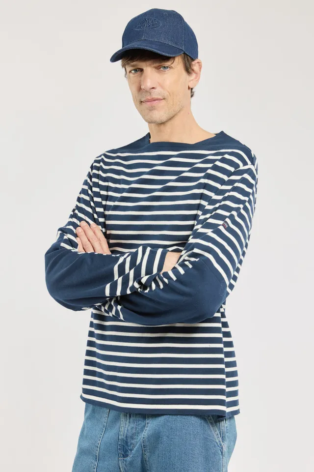 armor-lux-pull-ray-homme-coudi-res-100-coton image 1