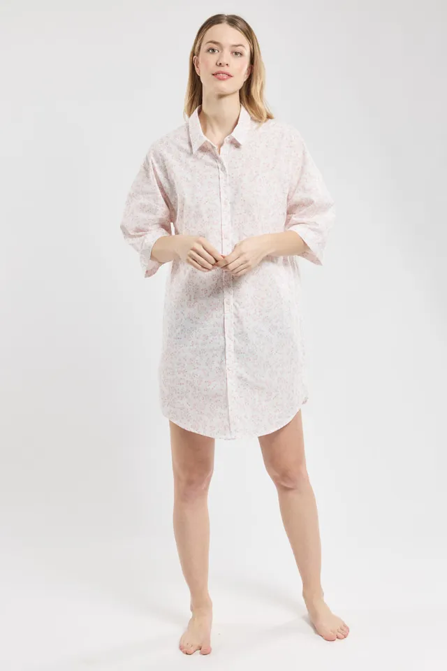 armor-lux-chemise-de-nuit-imprim-e-chemise-de-nuit-femme-coton-fleurs-romantique image 1