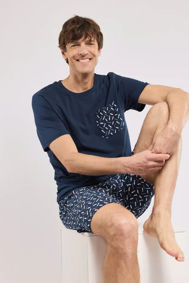 armor-lux-pyjama-short-imprim-coton-homme image 1