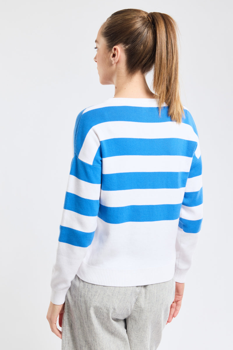 armor-lux-deauville-pull-ray-femme-col-v-coton image 3