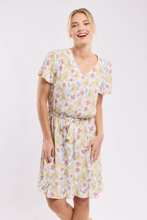armor-lux-robe-courte-fleurie-cupro-ceinture image 2