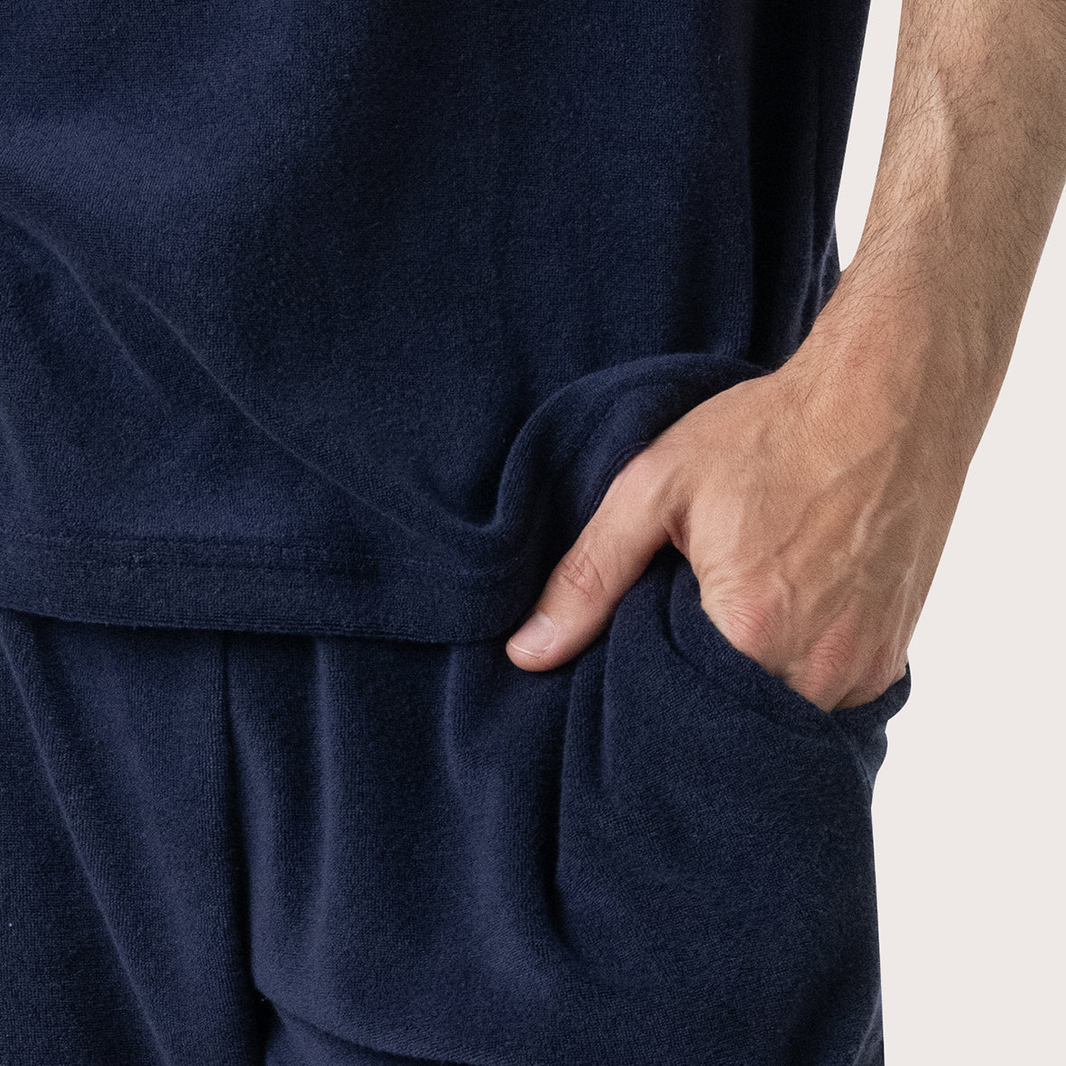 eminence-pyjama-court-homme-ponge-marine-poche-broderie image 6