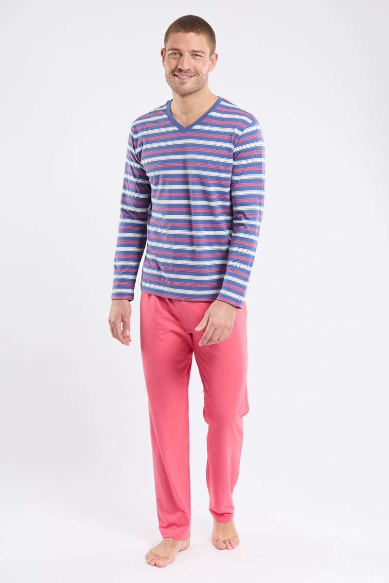 armor-lux-pyjama-droit-homme-coton-ray image 1