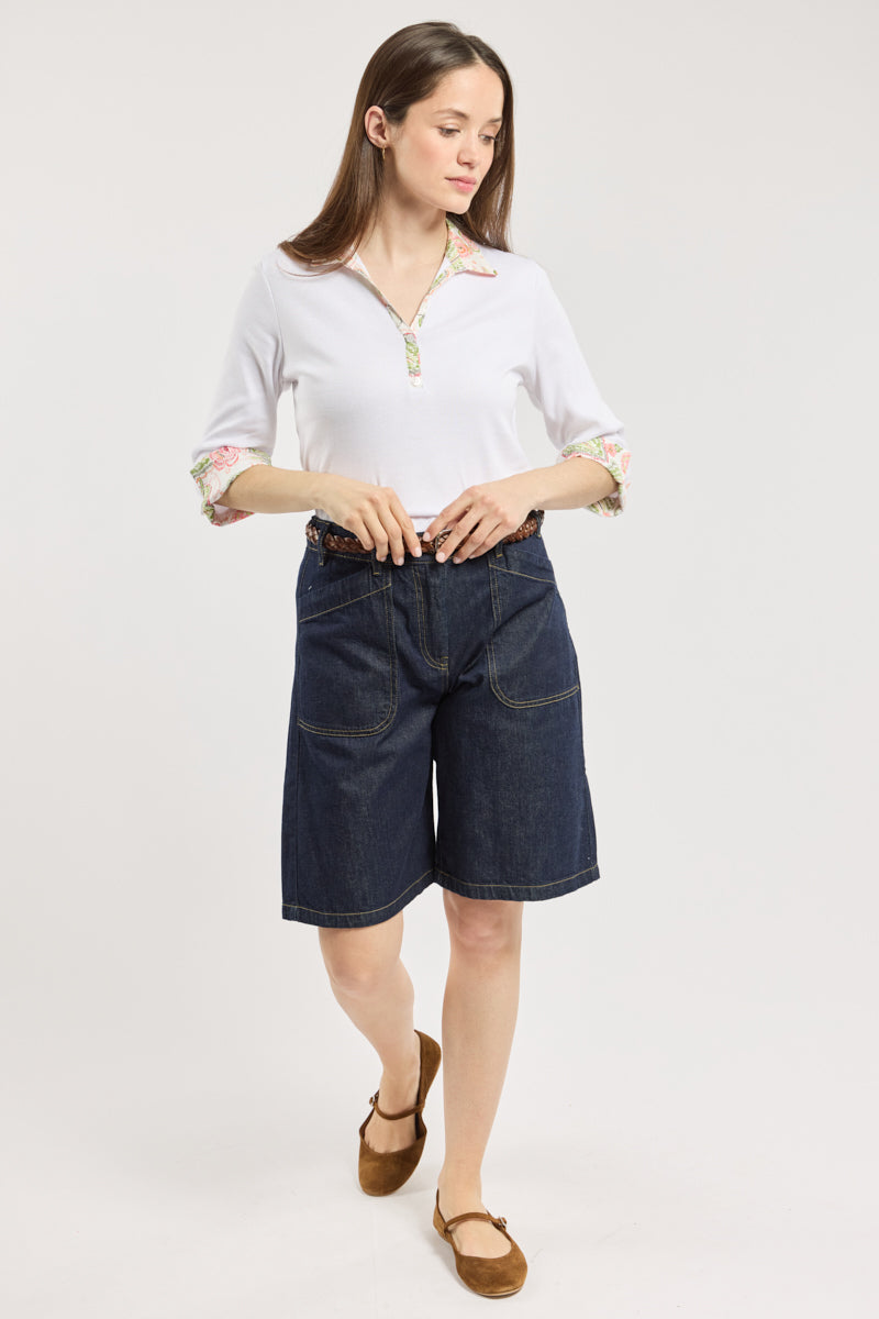 armor-lux-polo-femme-motifs-floraux-coton-manches-3-4 image 3