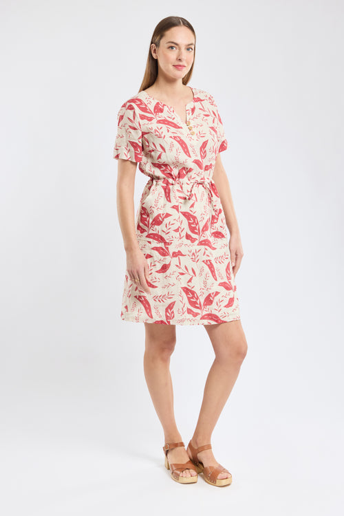 armor-lux-robe-motif-v-g-tal-robe-femme-en-lin-manches-courtes image 5