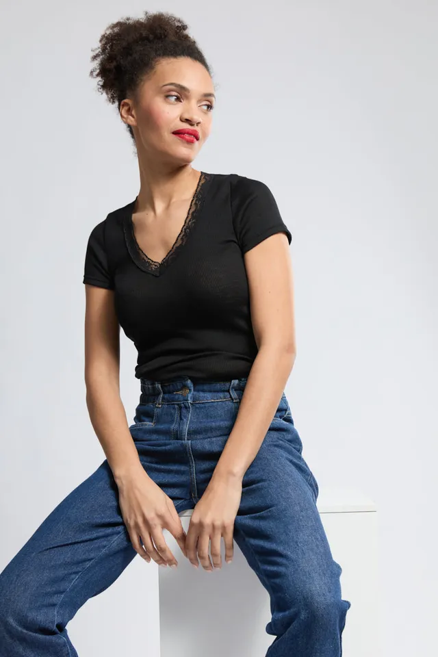 armor-lux-t-shirt-col-dentelle-laine-et-soie-femme-5 image 1