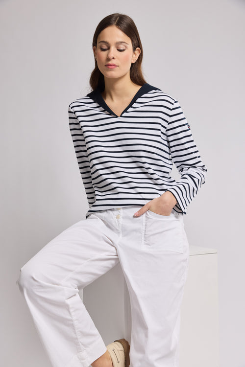 armor-lux-marini-re-femme-col-vareuse-coton-pais-260-g-m image 7