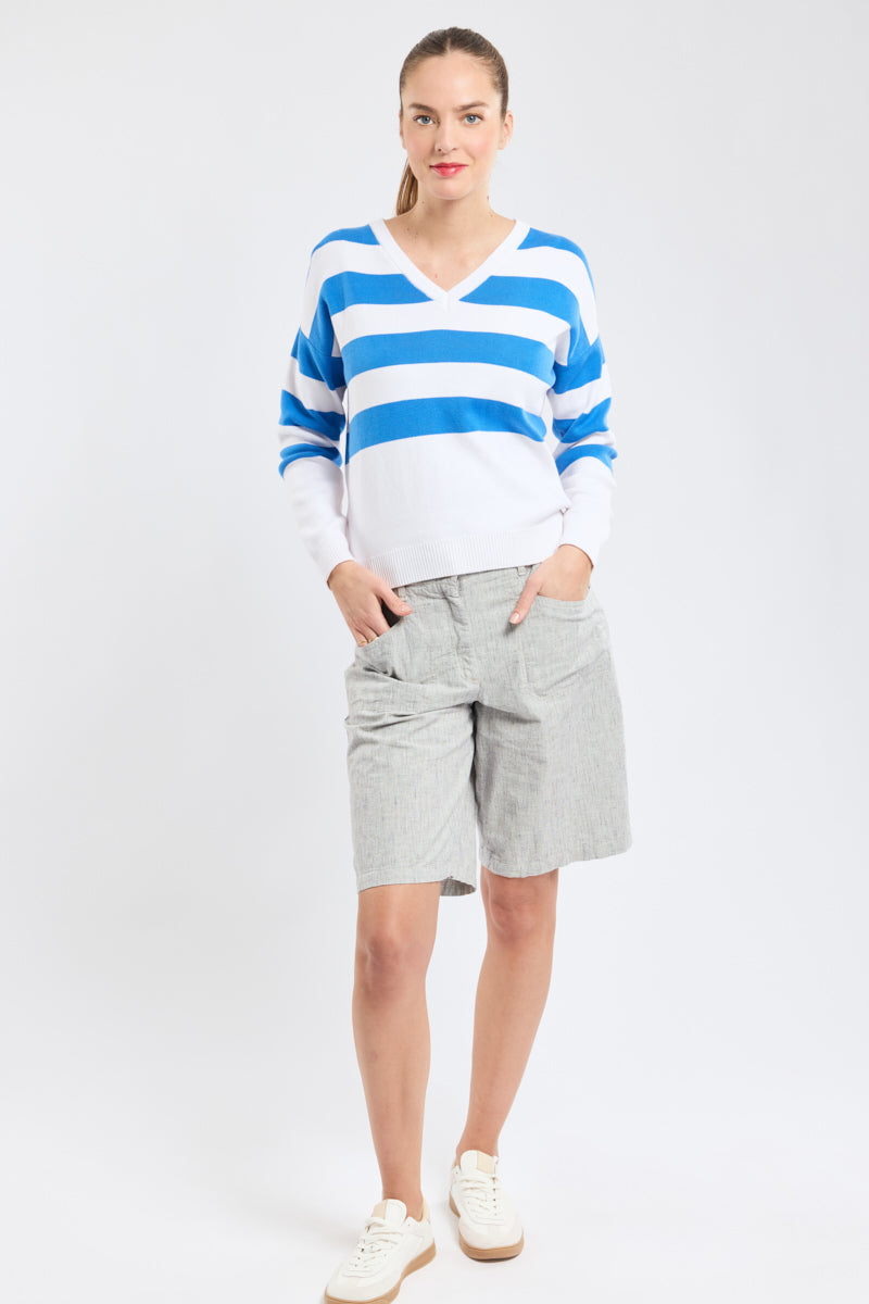 armor-lux-deauville-pull-ray-femme-col-v-coton image 4
