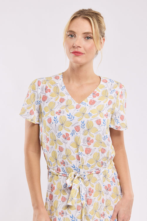 armor-lux-robe-courte-fleurie-cupro-ceinture image 3