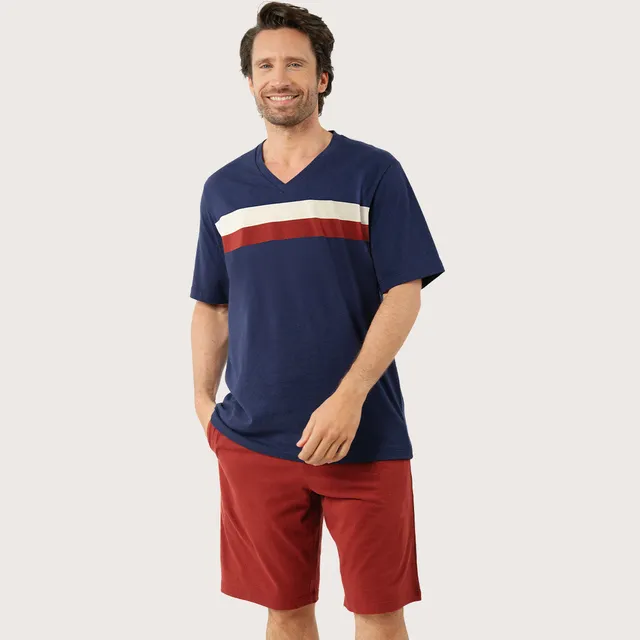 eminence-pyjama-court-merceris-col-v-homme-t-shirt-ray-short-rouille image 1