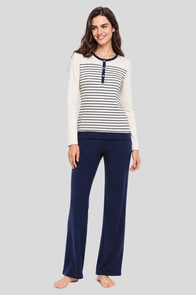 armor-lux-pyjama-ray-long-coton-femme image 1