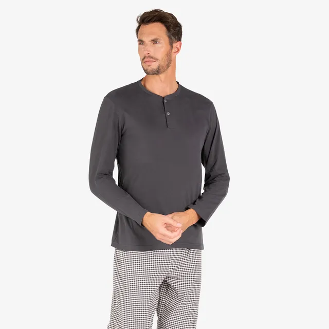 eminence-pyjama-long-homme-jersey-flanelle-col-boutonn image 1