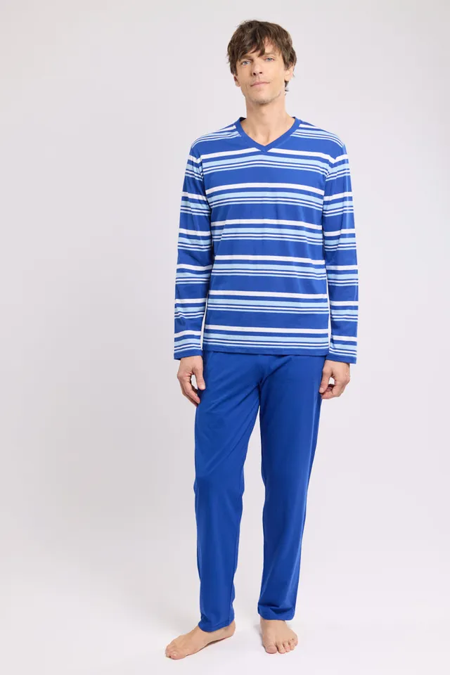 armor-lux-pyjama-col-v-homme-coton-l-ger image 1