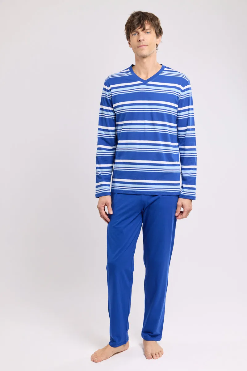 armor-lux-pyjama-col-v-homme-coton-l-ger image 1