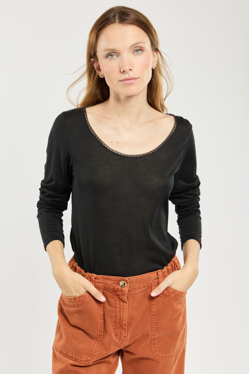 armor-lux-t-shirt-manches-longues-femme-100-soie image 1