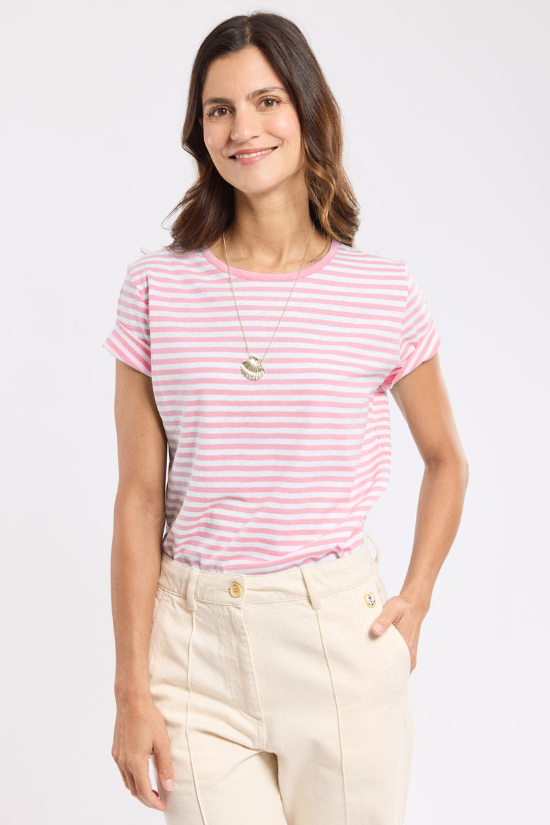 armor-lux-t-shirt-femme-ray-coton-et-lin-coupe-ajust-e image 1