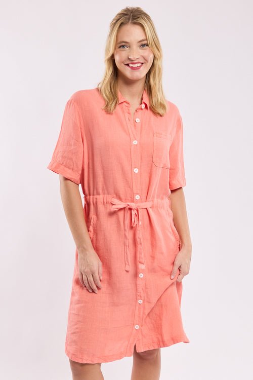 armor-lux-robe-courte-ceintur-e-lin-col-chemise image 2