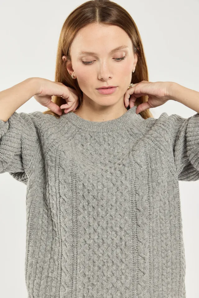 armor-lux-pull-irlandais-femme-col-rond-torsades-laine image 1