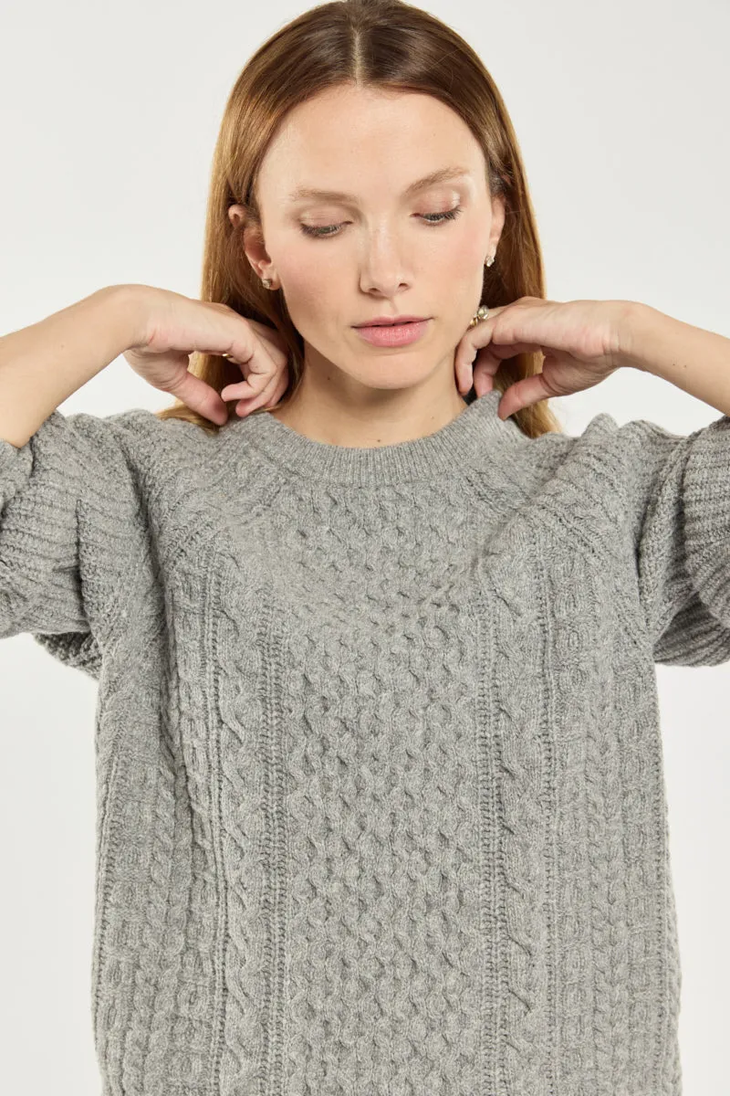 armor-lux-pull-irlandais-femme-col-rond-torsades-laine image 1