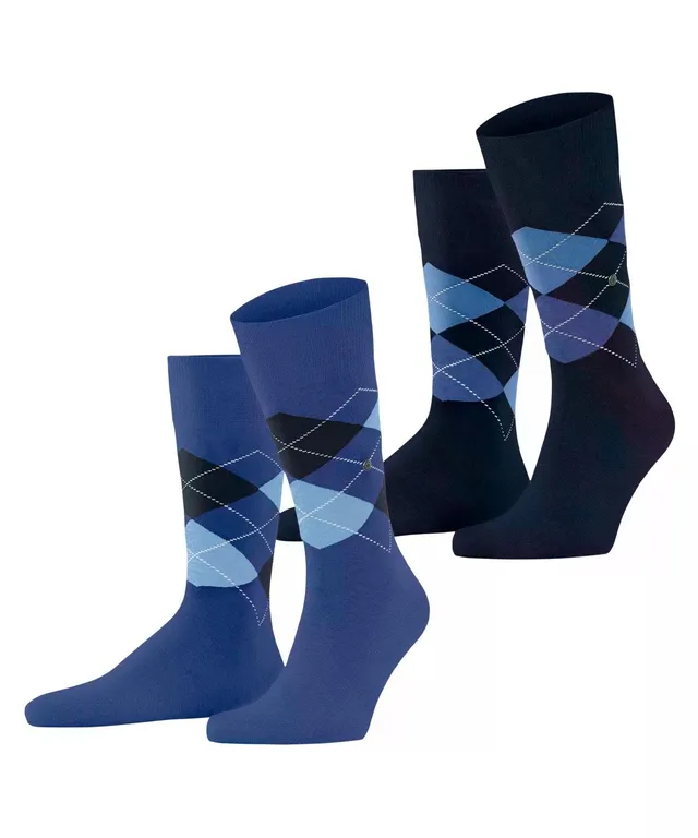burlington-everyday-argyle-chaussettes-homme-coton-bleu-deep-blue-lot-de-2-paire image 1