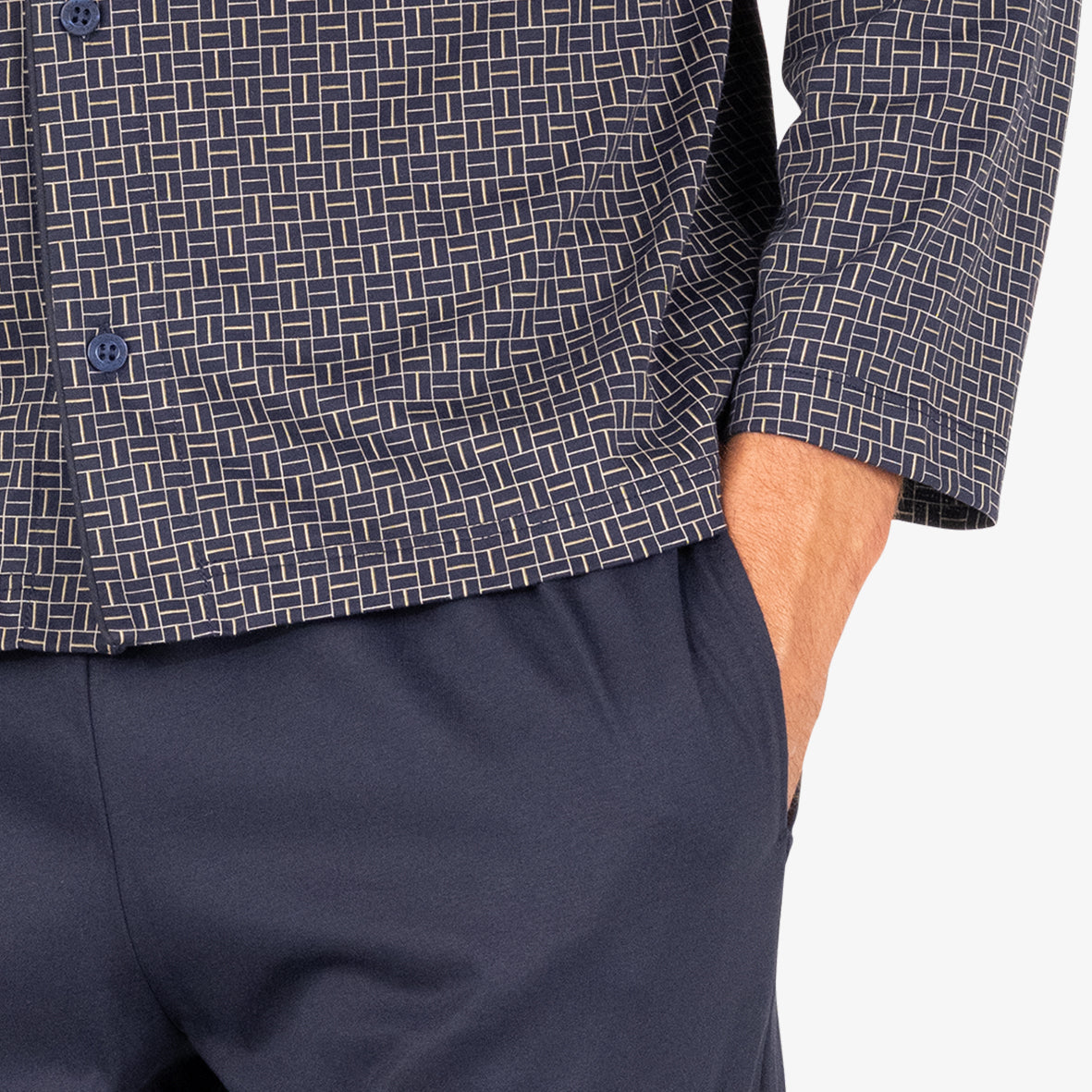 eminence-pyjama-long-ouvert-homme-heritage-merceris-marine image 3