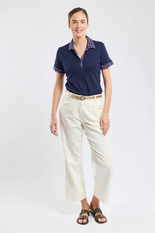 armor-lux-polo-femme-coton-petites-fleurs-col-contrast image 4