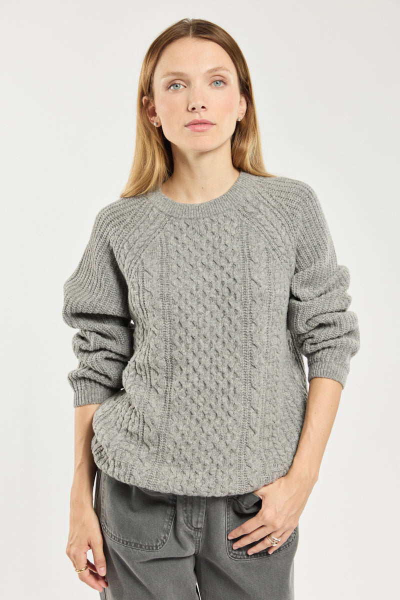 armor-lux-pull-irlandais-femme-col-rond-torsades-laine image 2