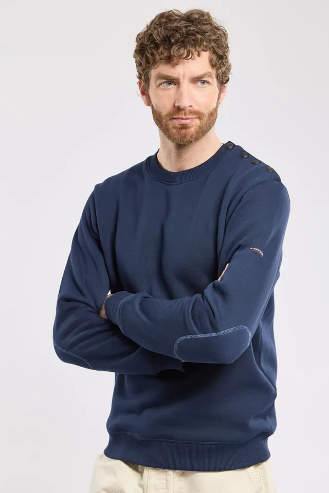 armor-lux-sweat-homme-col-boutonn-coudi-res-coton image 1