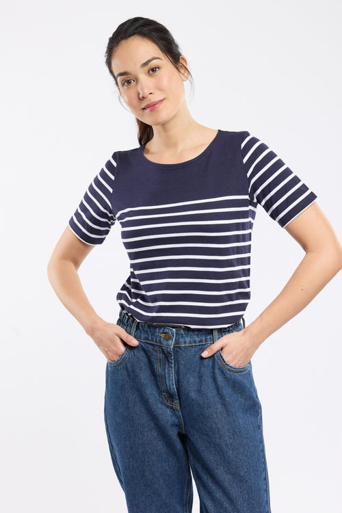 armor-lux-amiral-marini-re-femme-coton-l-ger-manches-courtes image 5