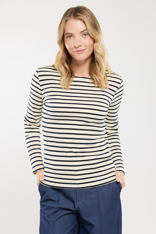 armor-lux-marini-re-femme-coton-pais-manches-longues image 2