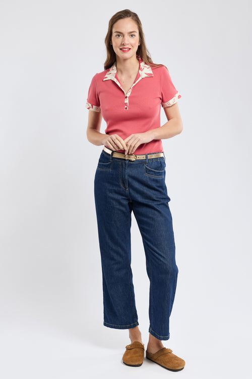 armor-lux-polo-femme-coton-motif-feuillage-col-boutonn image 6