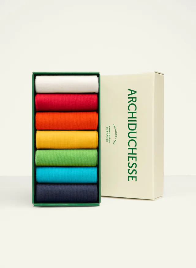archiduchesse-semainier-enfant-7-chaussettes-de-ville-couleurs image 1