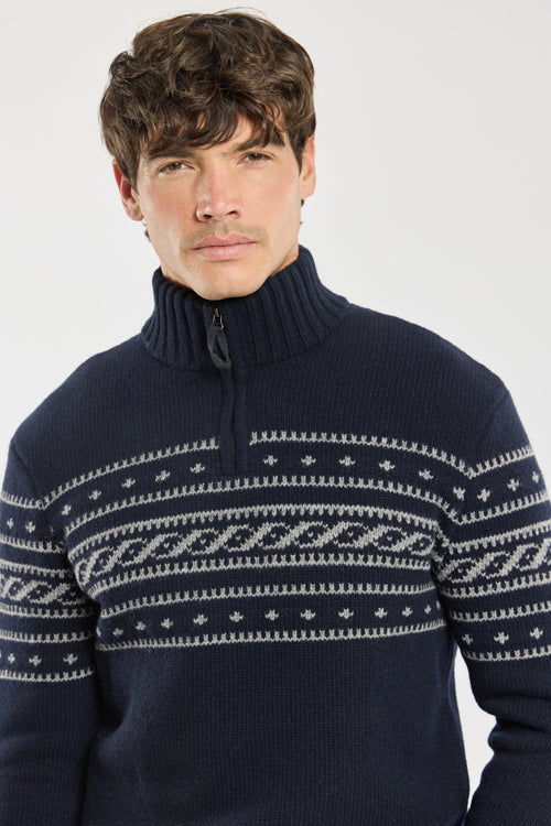 armor-lux-deauville-pull-trucker-zipp-homme-laine-jacquard image 5