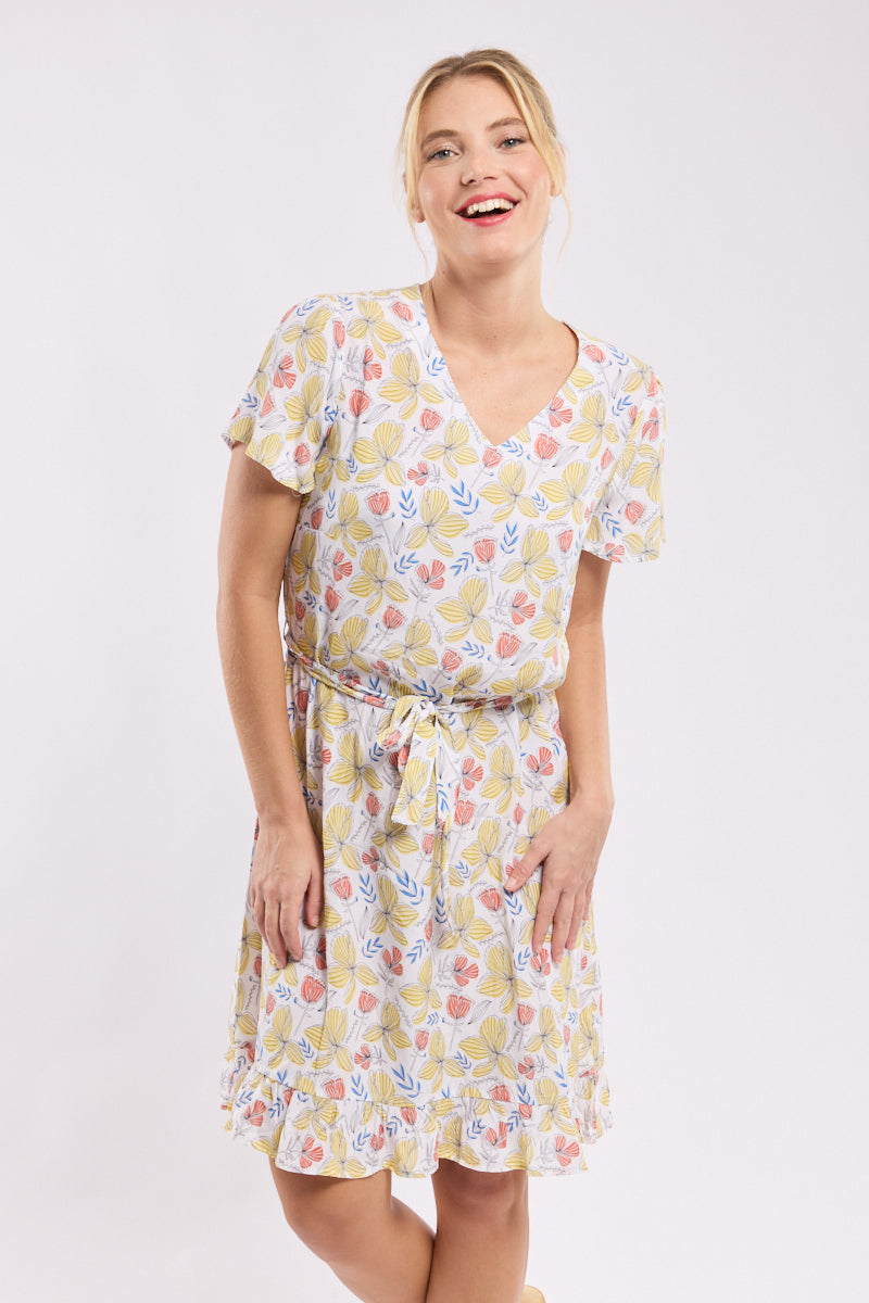 armor-lux-robe-courte-fleurie-cupro-viscose-ceinture-nouer image 1