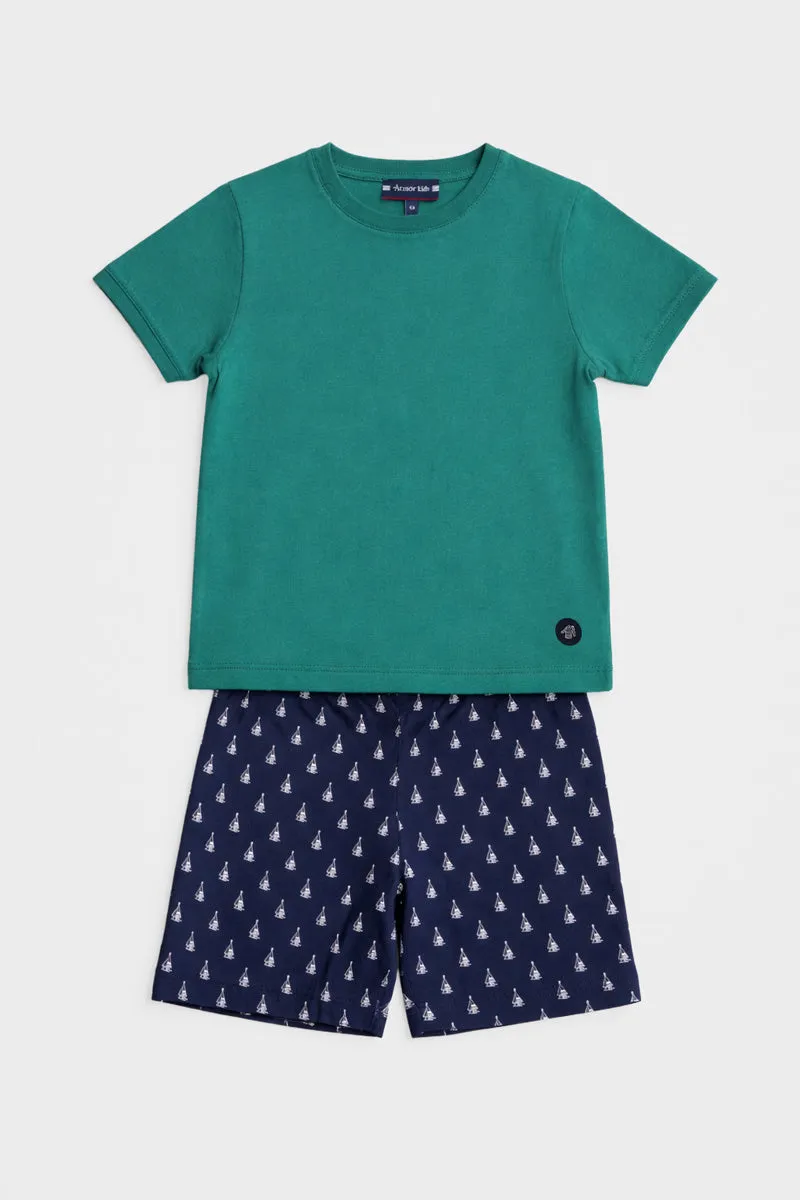 armor-lux-pyjama-short-kids-bateaux-coton-l-ger image 1