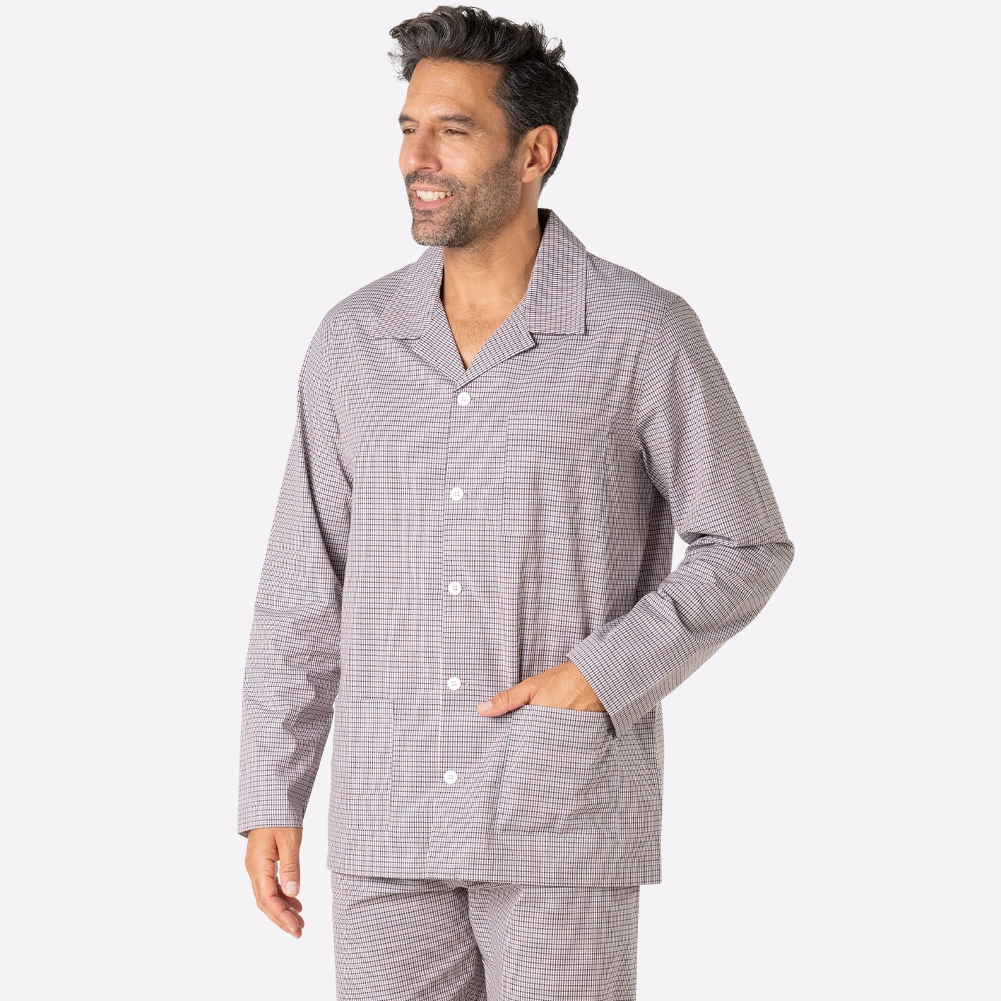 pyjama-long-homme-ouvert-popeline-eminence image 1