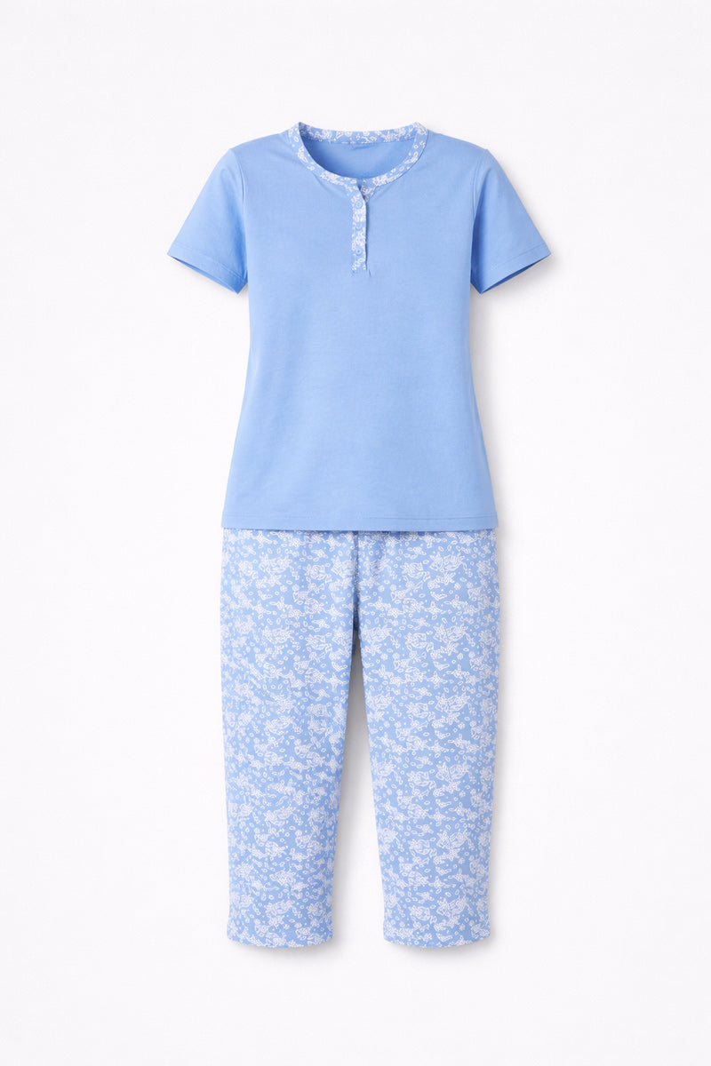 armor-lux-pyjama-corsaire-fleurs-femme-coton-l-ger image 3