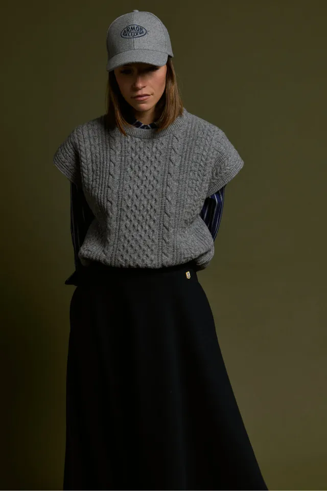 armor-lux-pull-sans-manche-femme-laine-torsades-irlandais image 1