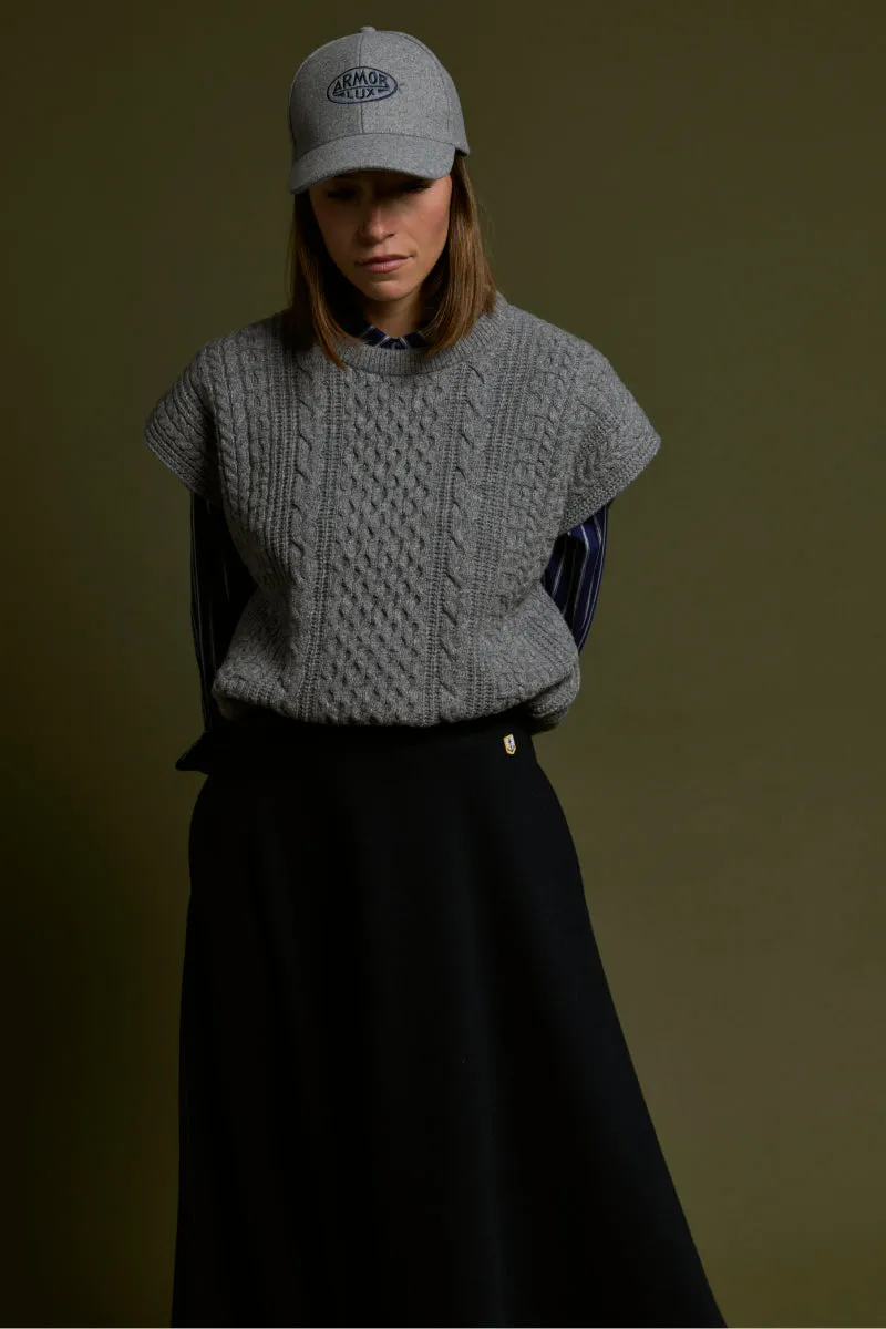 armor-lux-pull-sans-manche-femme-laine-torsades-irlandais image 1
