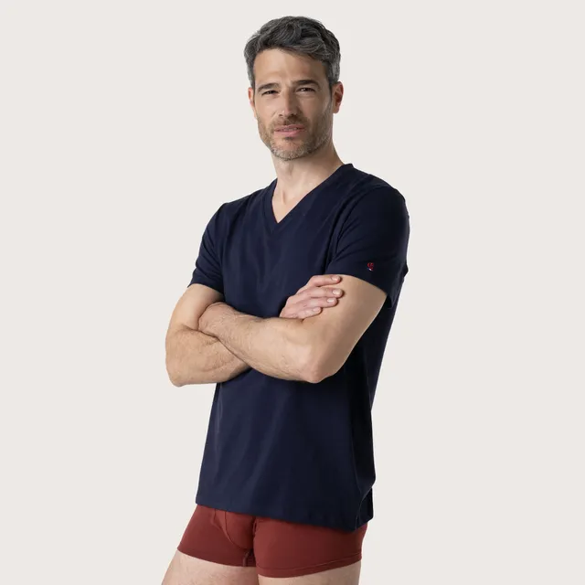 eminence-tee-shirt-col-v-homme-fait-en-france-broderie-tricolore image 1