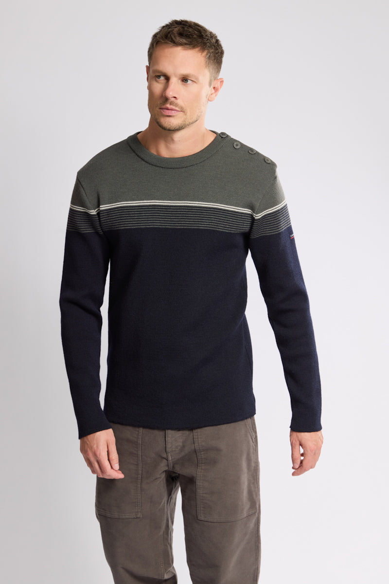 armor-lux-pull-marin-homme-ray-100-laine-patte-boutonn-e image 1