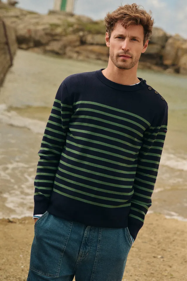 armor-lux-pull-marin-ray-groix-homme-coton-boutons-corozo image 1