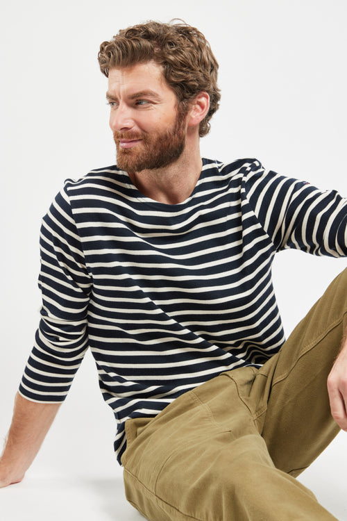 armor-lux-marini-re-homme-col-rond-coton-rustique-manches-longues image 2