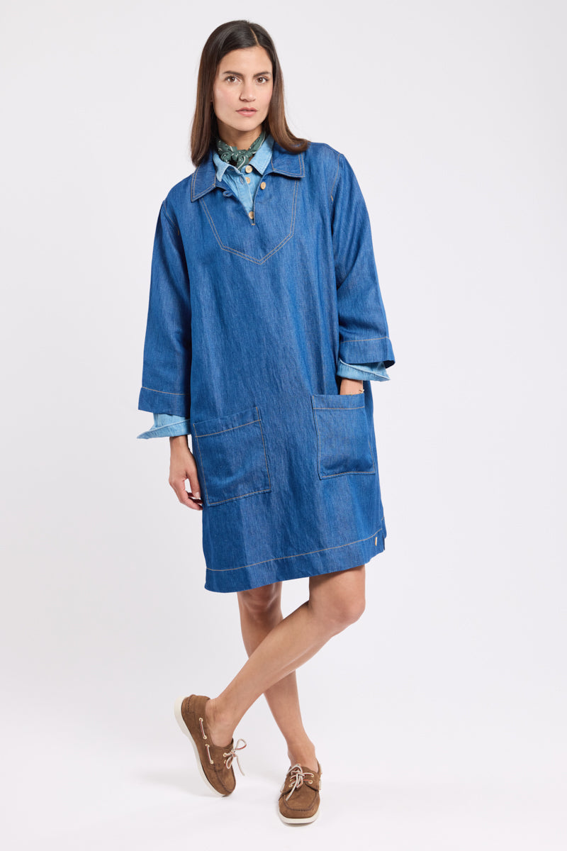 armor-lux-robe-vareuse-heritage-lyocell-et-lin-manches-3-4 image 3