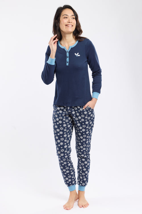 armor-lux-pyjama-pais-coton-femme-motif-flocon image 2