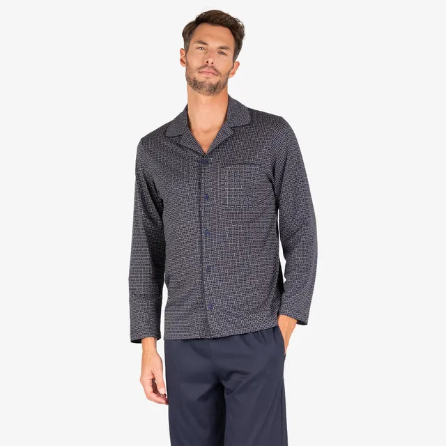 eminence-pyjama-long-ouvert-homme-heritage-merceris-marine image 1