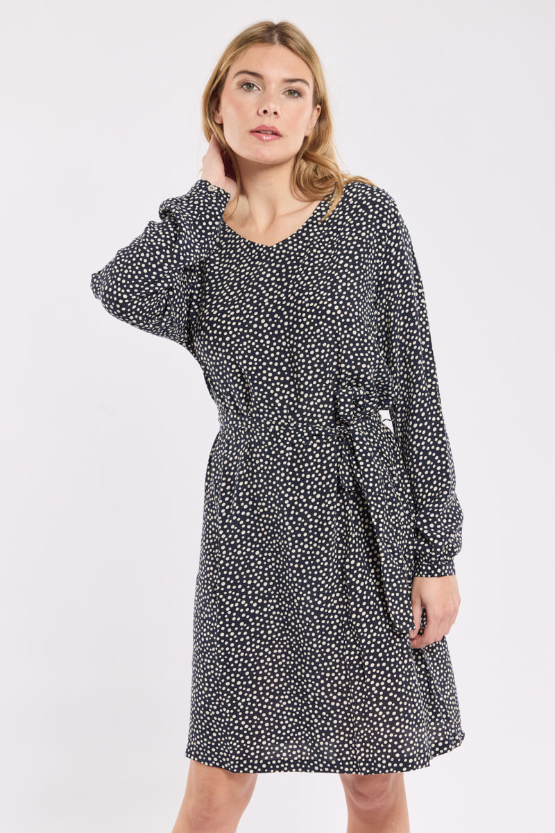 armor-lux-robe-ceintur-e-pois-cupro-manches-longues image 2